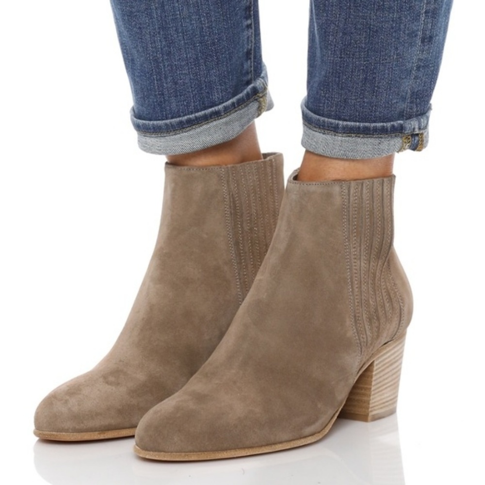 Vince. Haider Sport Suede Ankle Bootie Beige - Picture 2 of 8